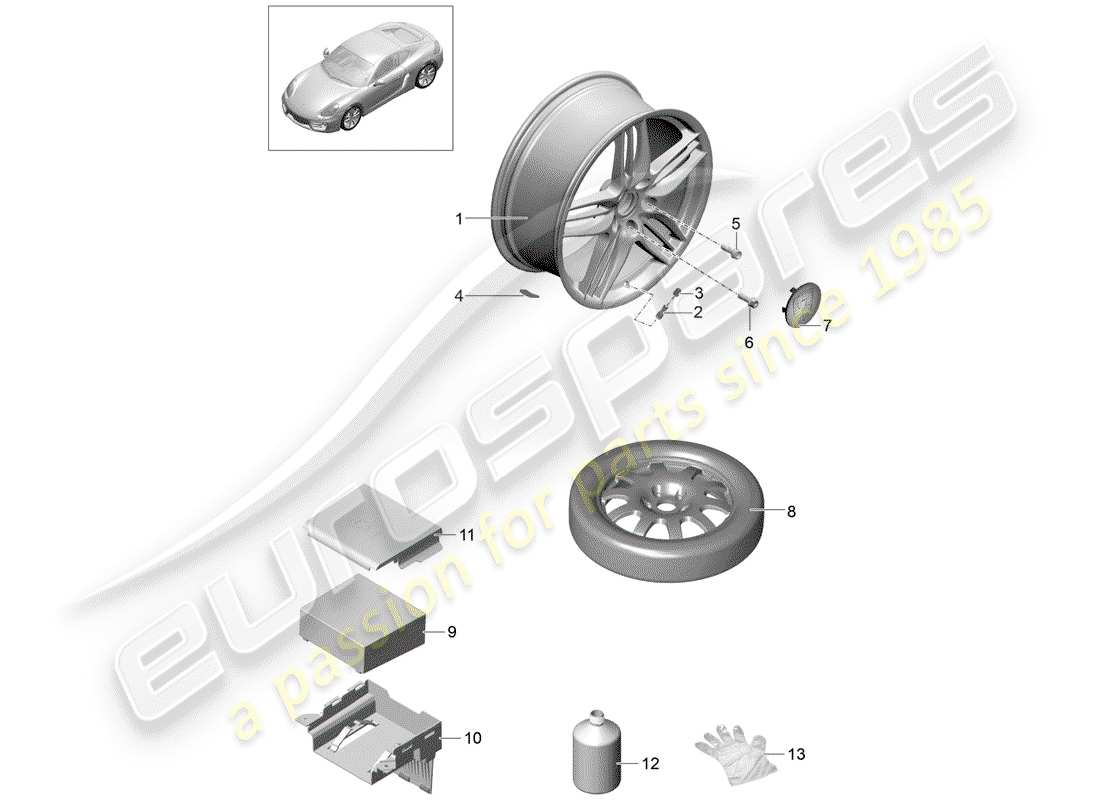 porsche 2015 (981 cayman) ruote diagramma delle parti