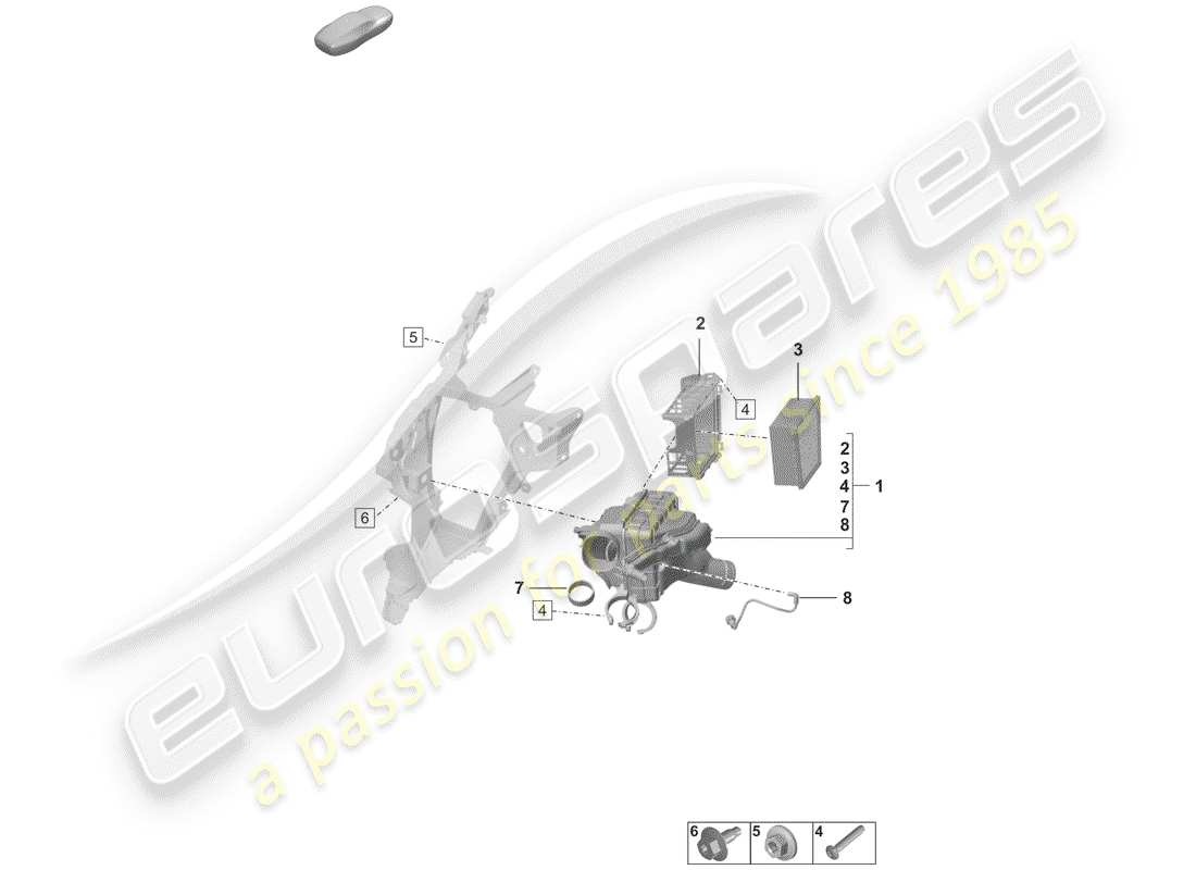 porsche 2019 (992-1) diagramma delle parti del filtro dell'aria