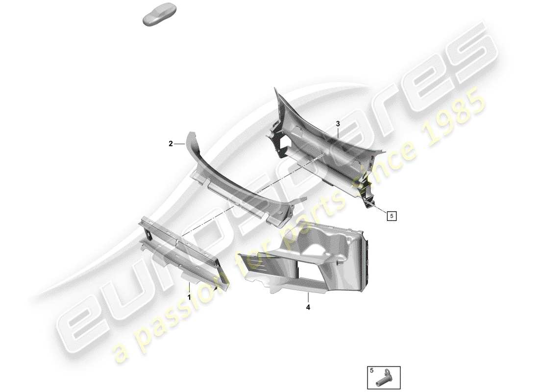 porsche 2019 (718 boxster spyder) diagramma delle parti del paraurti