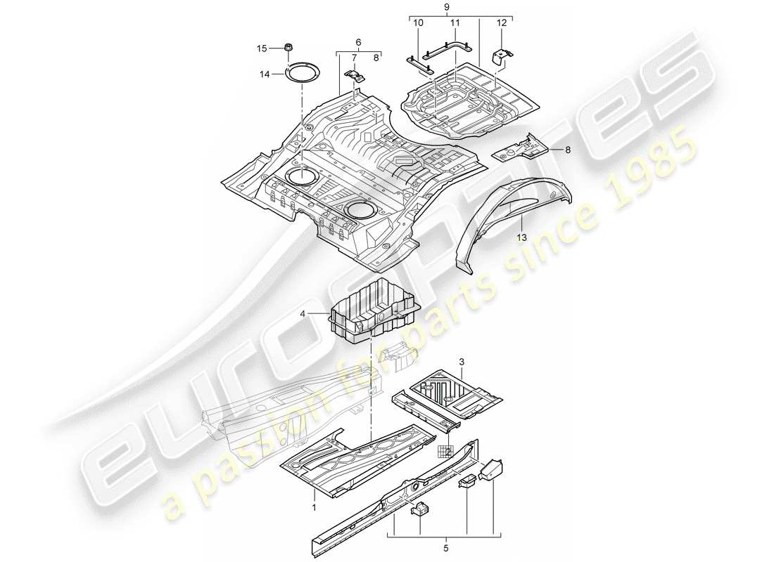 porsche 2007 (cayenne e1 9pa) pavimento diagramma delle parti
