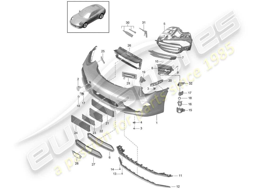porsche 2013 (991-1) paraurti diagramma delle parti