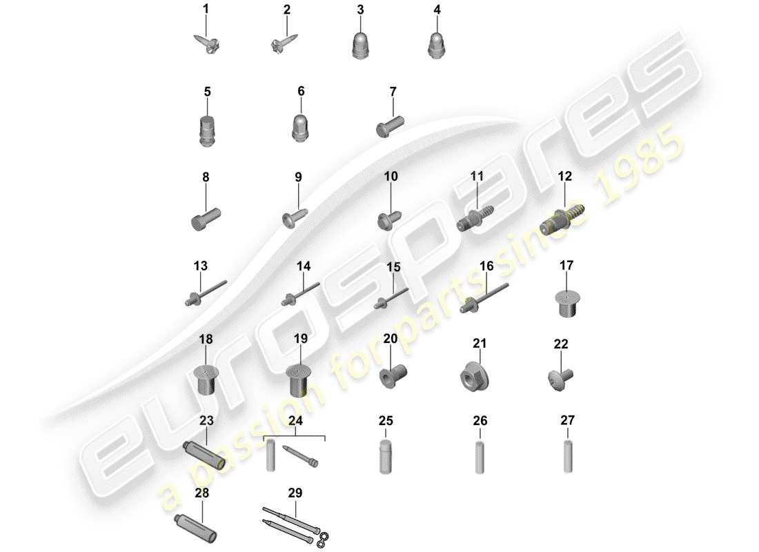 porsche 2020 (cayenne e3 9ya/9yb) fissaggi diagramma delle parti