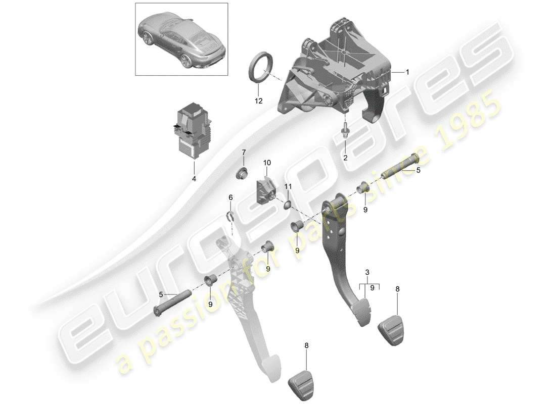 porsche 2016 (991-1 turbo) freno e acc. montaggio del pedale diagramma delle parti
