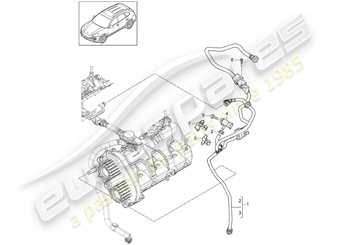 porsche 2011 (cayenne e2 92a) ventilazione per diagramma delle parti