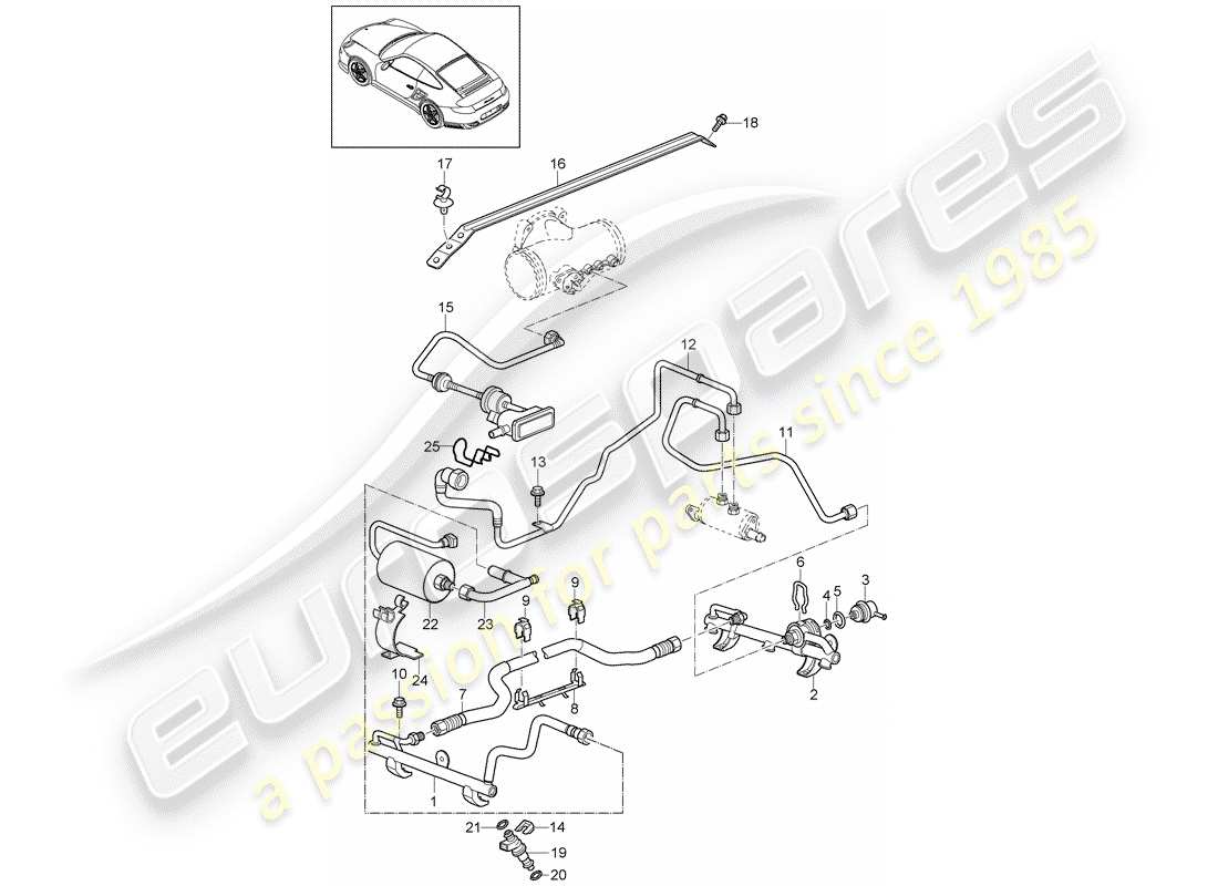 porsche 911 t/gt2rs (2012) tubo di raccolta carburante diagramma delle parti