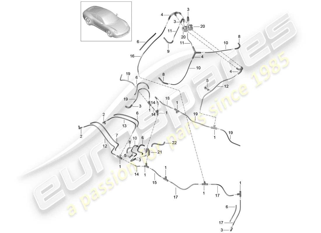 porsche 2014 (991-1) sistema di vuoto diagramma delle parti