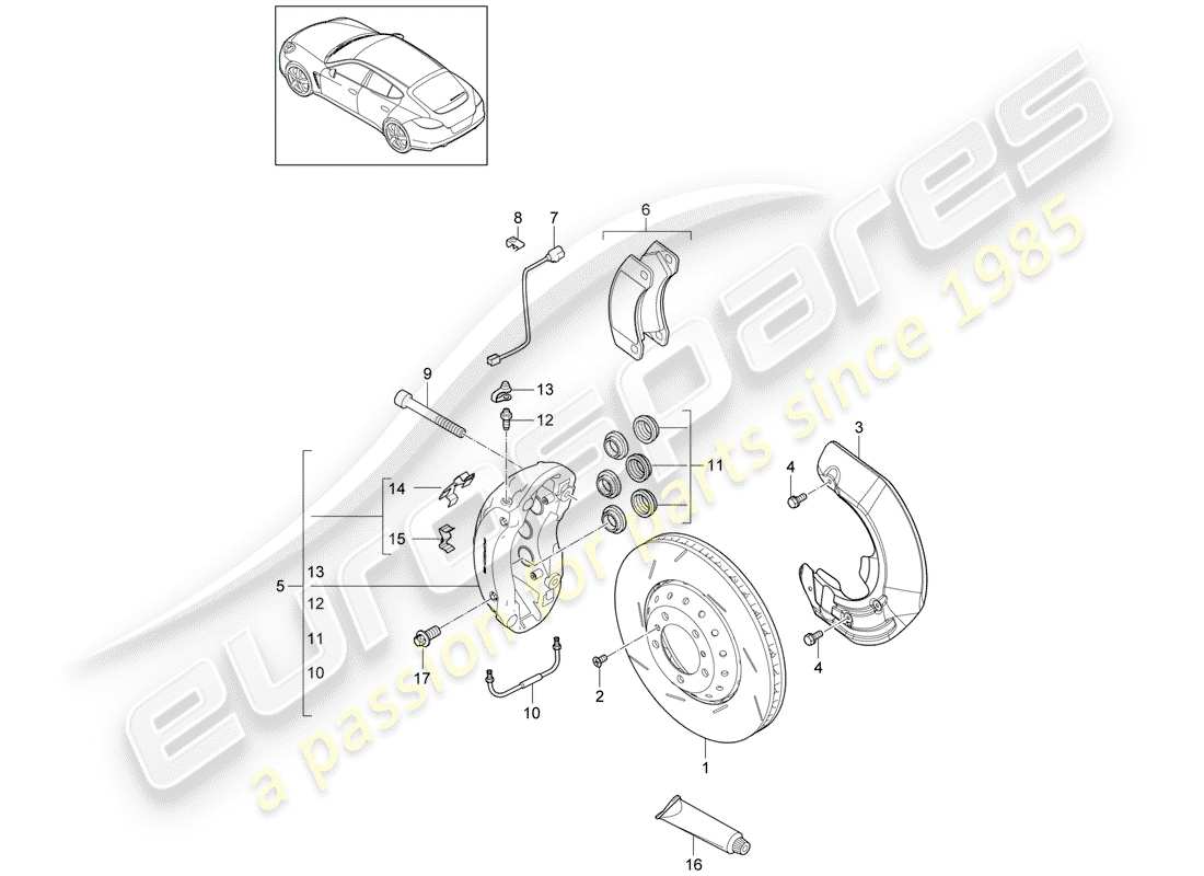 porsche 2012 (panamera 970) freni a disco diagramma delle parti
