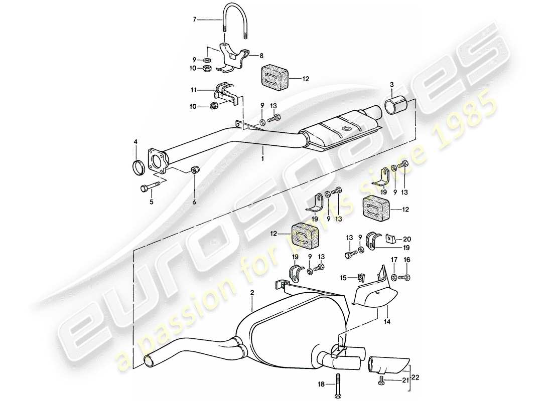 porsche 1986 (928) sistema di scarico - marmitta - scarico diagramma delle parti