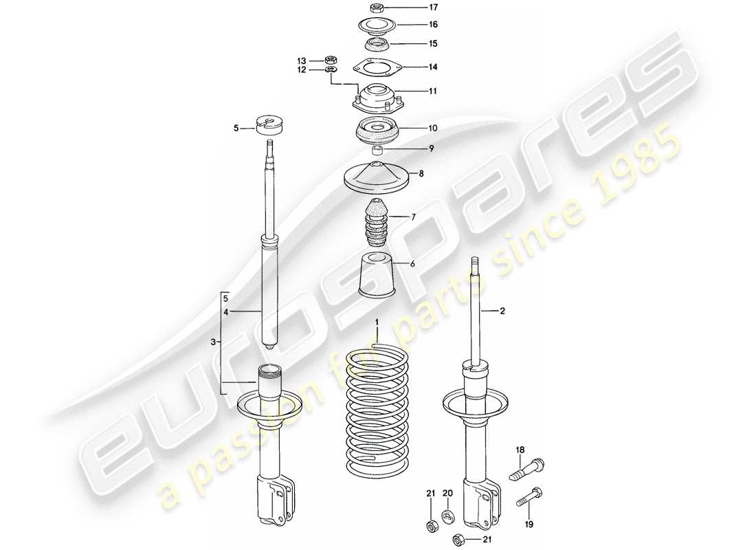 porsche 1977 (924) sospensioni - ammortizzatore diagramma delle parti