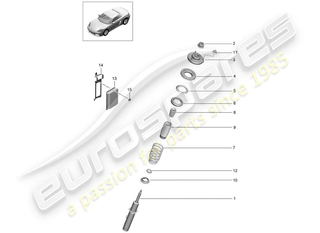 porsche 2017 (718 boxster) sospensione diagramma delle parti