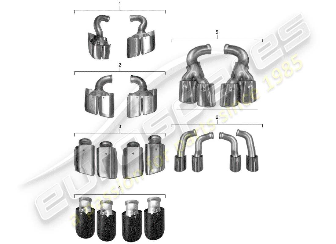 porsche 2014 (tequipment cayenne) diagramma delle parti del tubo di scappamento
