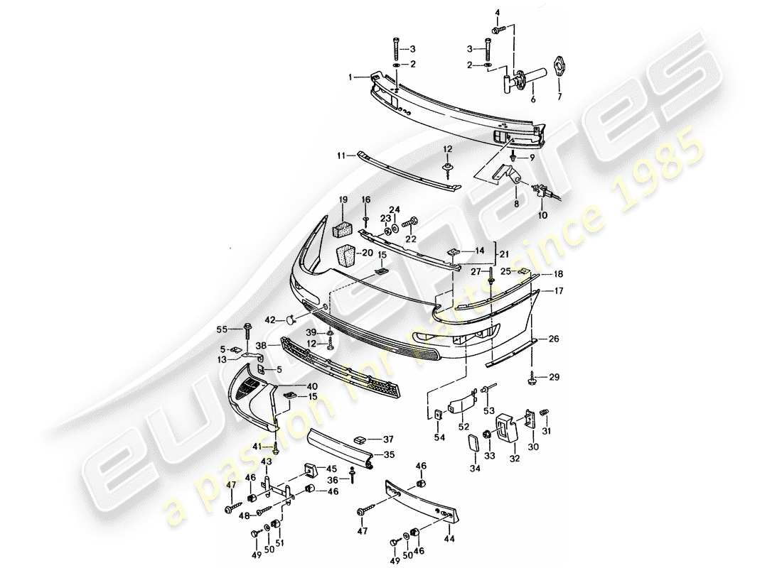 porsche 1996 (993) paraurti diagramma delle parti