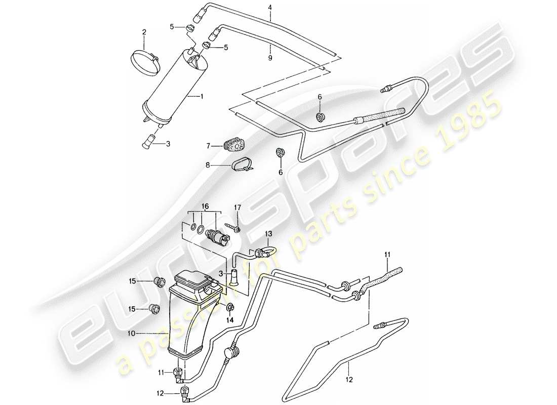 porsche 1994 (993) contenitore per emissioni evaporative diagramma delle parti