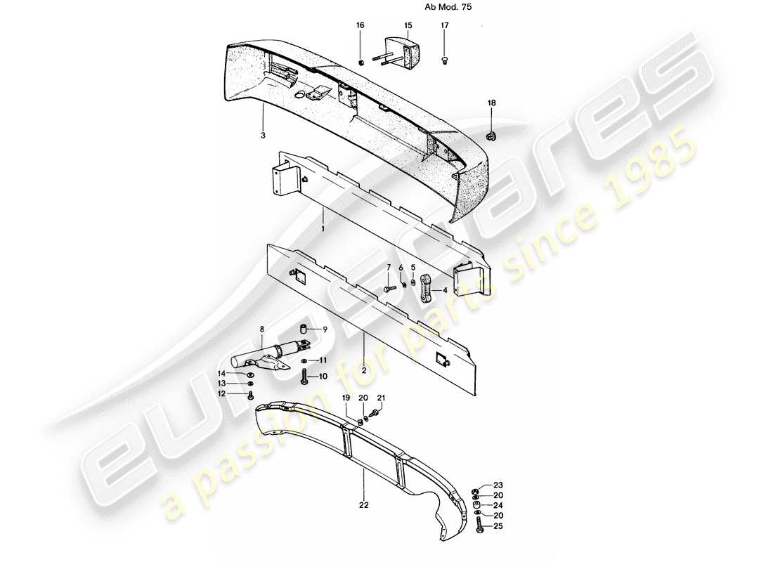 porsche 1970 (914) paraurti - d - mj 1975>> diagramma delle parti