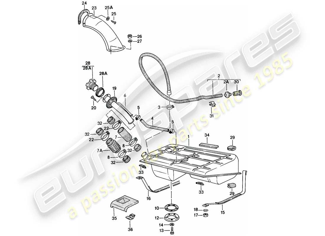 porsche 1977 (924) serbatoio di carburante diagramma delle parti