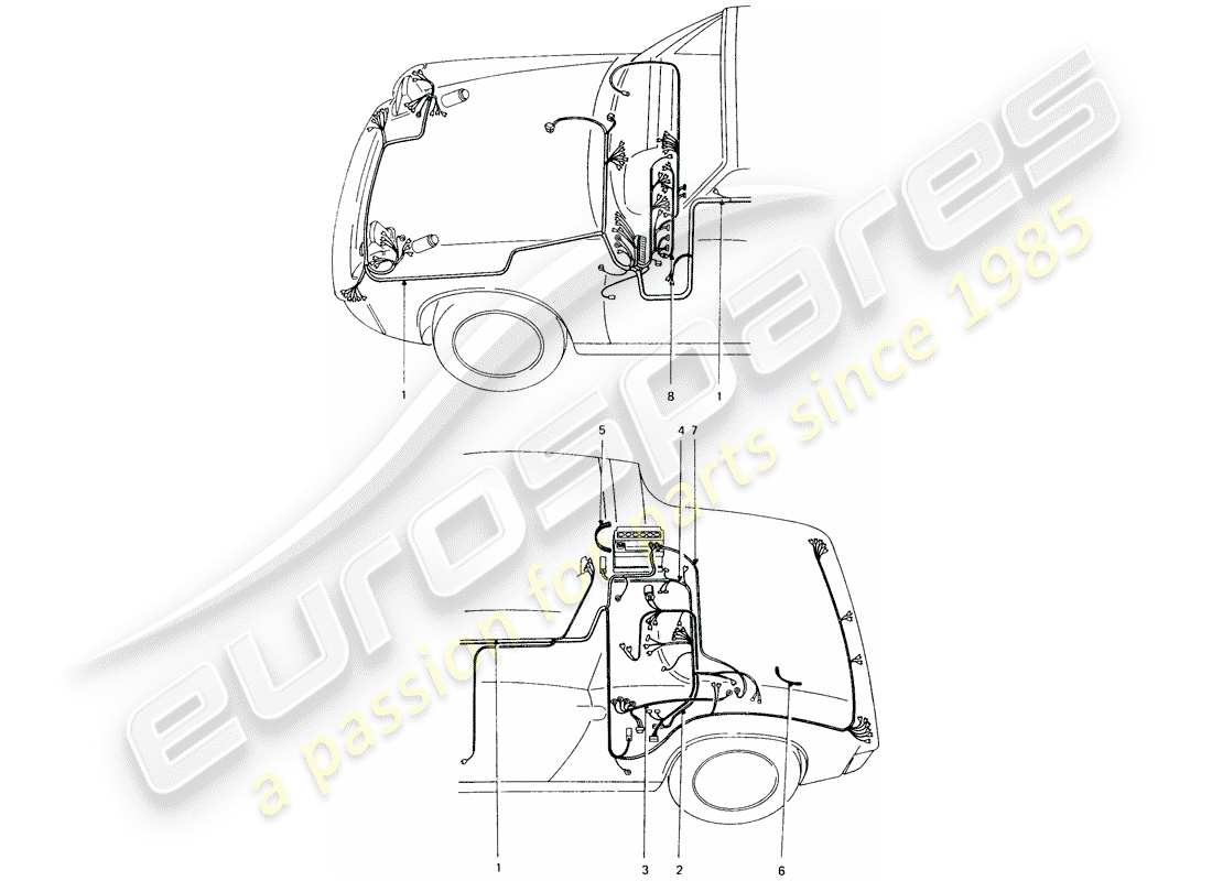 porsche 1972 (914) cablaggi diagramma delle parti