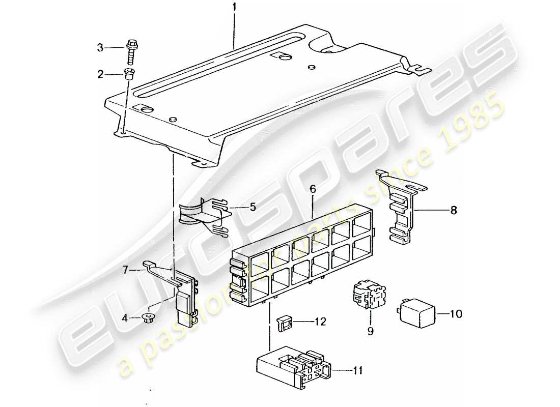 porsche 2003 (996 turbo / gt2) scatola fusibili/piastra rele' - estremita' posteriore schema parte