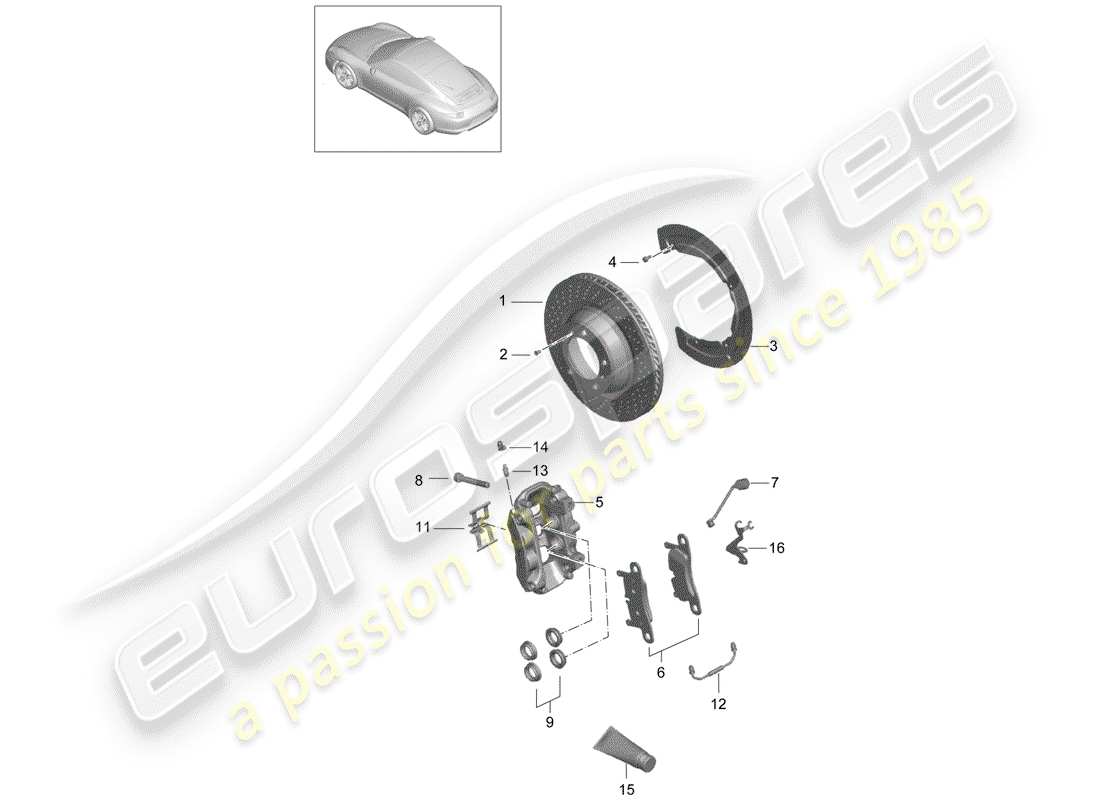 porsche 2013 (991-1) freni a disco diagramma delle parti