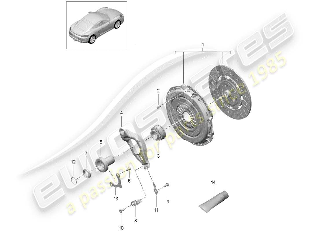 porsche 2020 (718 cayman) diagramma della parte della frizione