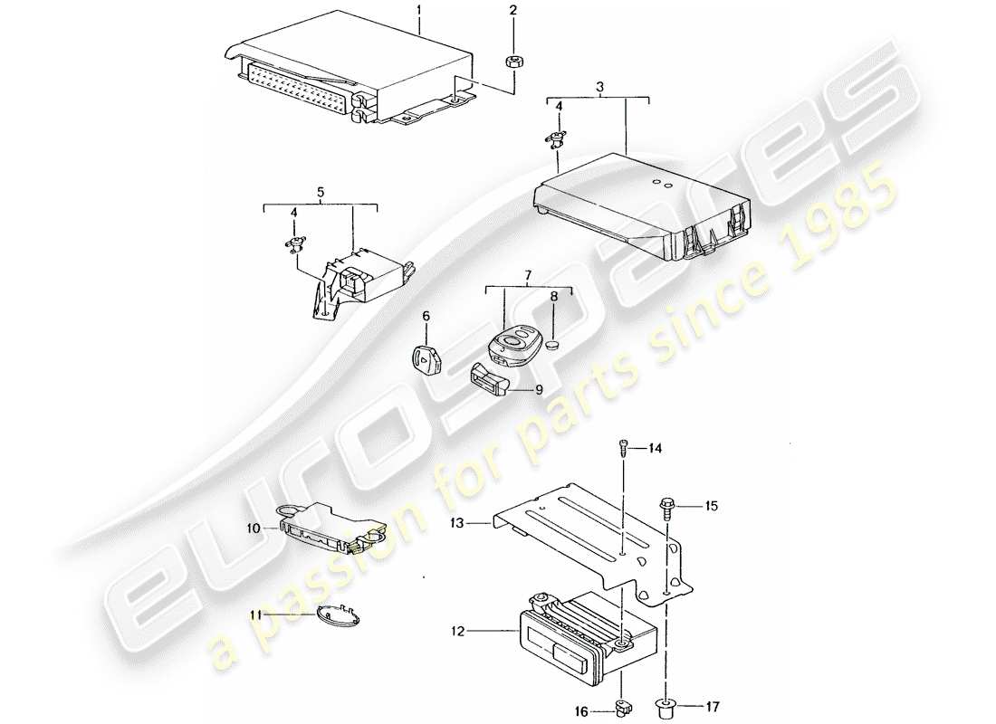 porsche 1997 (986 boxster) unità di controllo schema delle parti