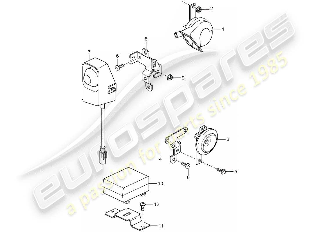 porsche 2006 (carrera gt) clacson - clacson - sistema d'allarme schema delle parti