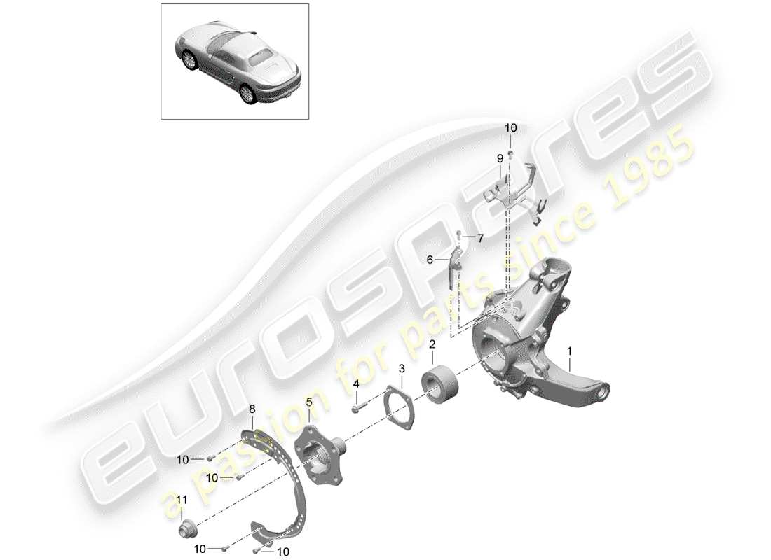 porsche 2018 (718 boxster) schema delle parti assale posteriore
