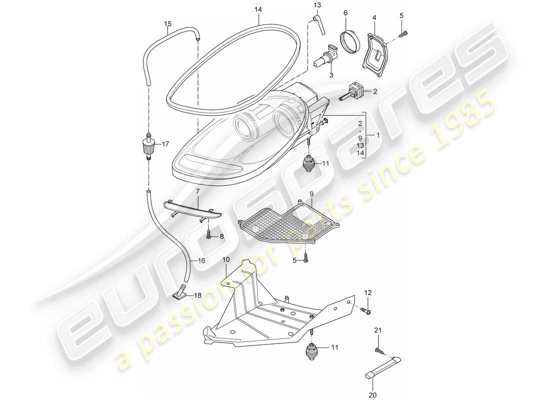 porsche 2004 (carrera gt) fari - ripetitore indicatori di direzione diagramma delle parti