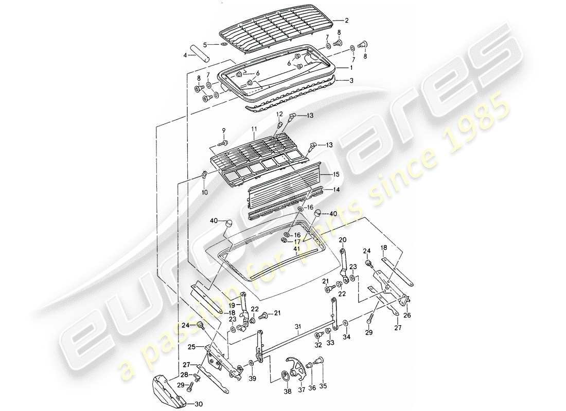 porsche 1994 (993) schema delle parti spoiler posteriore