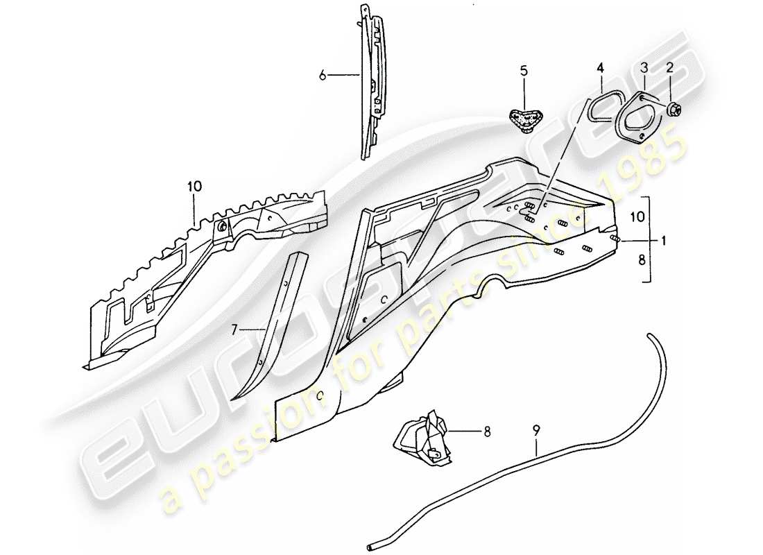 porsche 1994 (993) alloggiamento della ruota schema delle parti