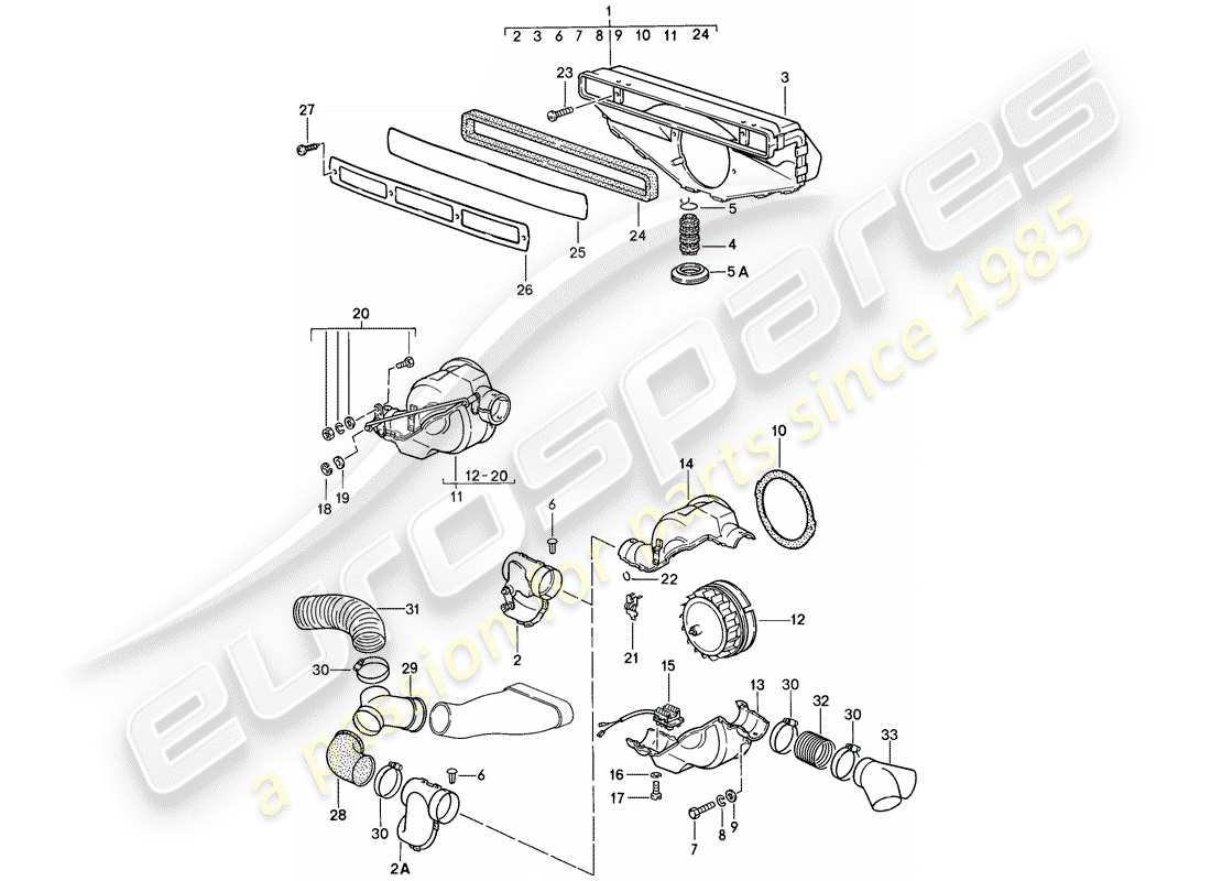 porsche 1986 (911) ventilazione - riscaldamento 1 diagramma delle parti