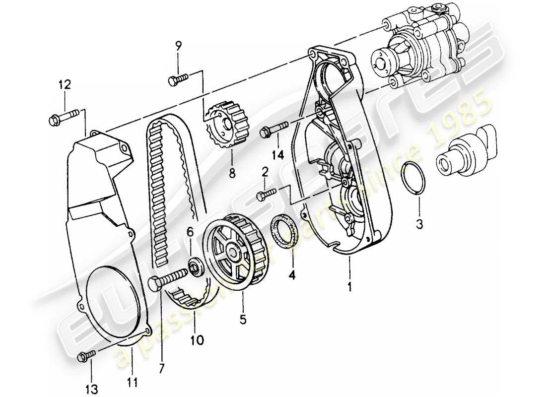 porsche 993 (1997) meccanismo di azionamento - pompa del servosterzo schema delle parti