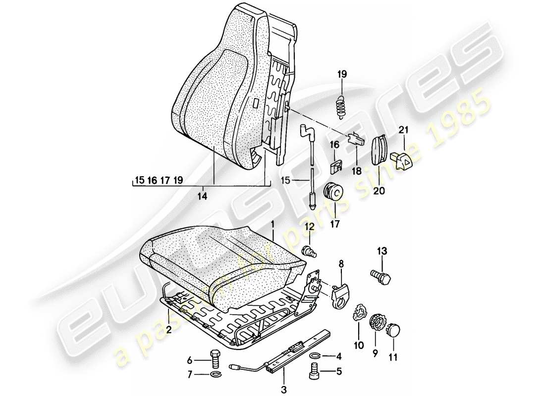 porsche 1979 (924) sedile anteriore - parti singole schema delle parti
