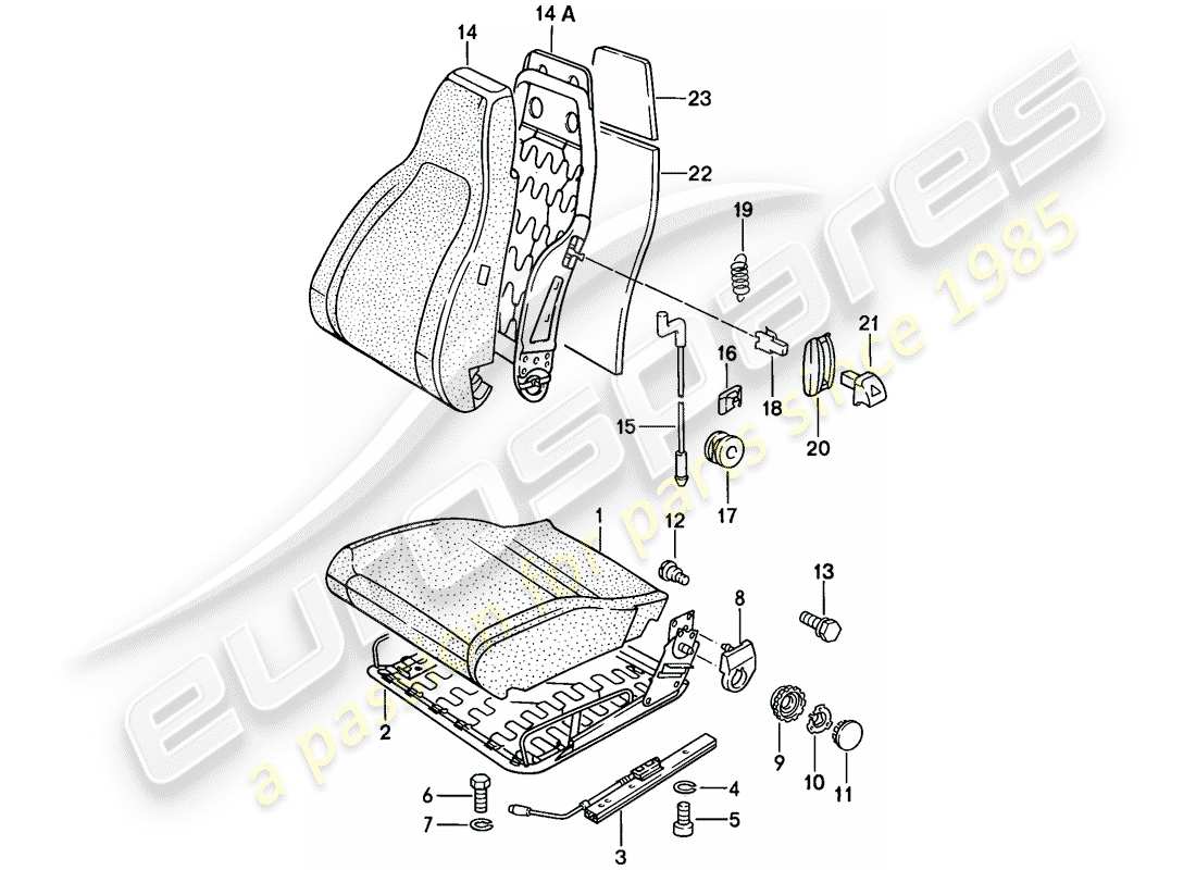 porsche 1987 (924s) sedile anteriore - parti singole - panno diagramma delle parti