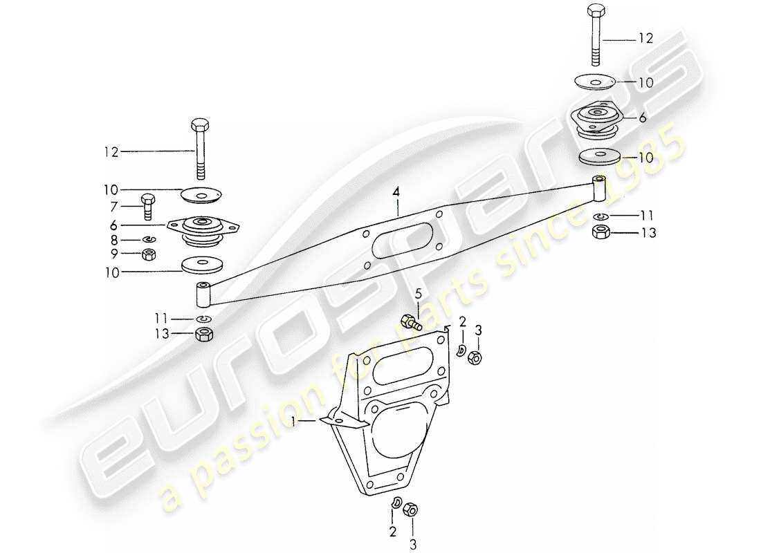 porsche 1972 (911) sospensione del motore diagramma delle parti