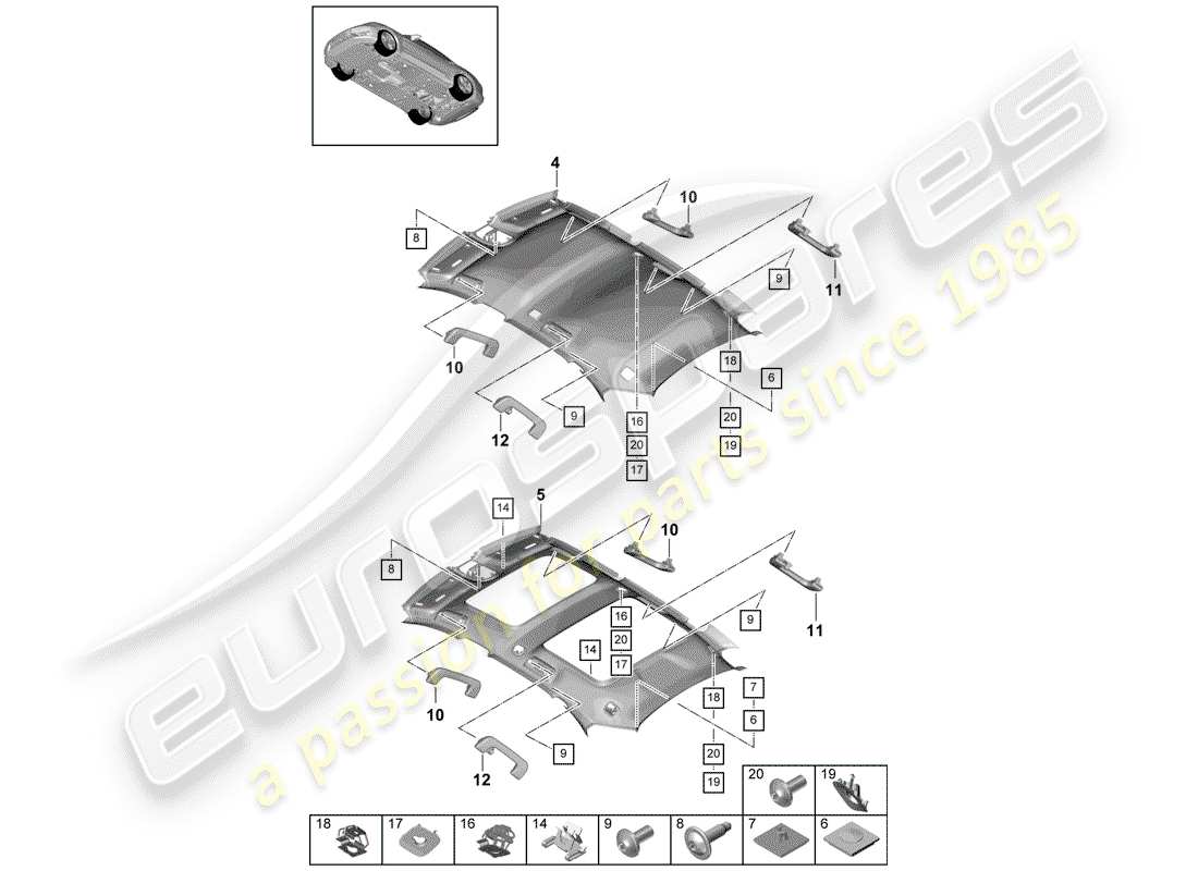porsche 2019 (panamera 971-1) accessori diagramma delle parti