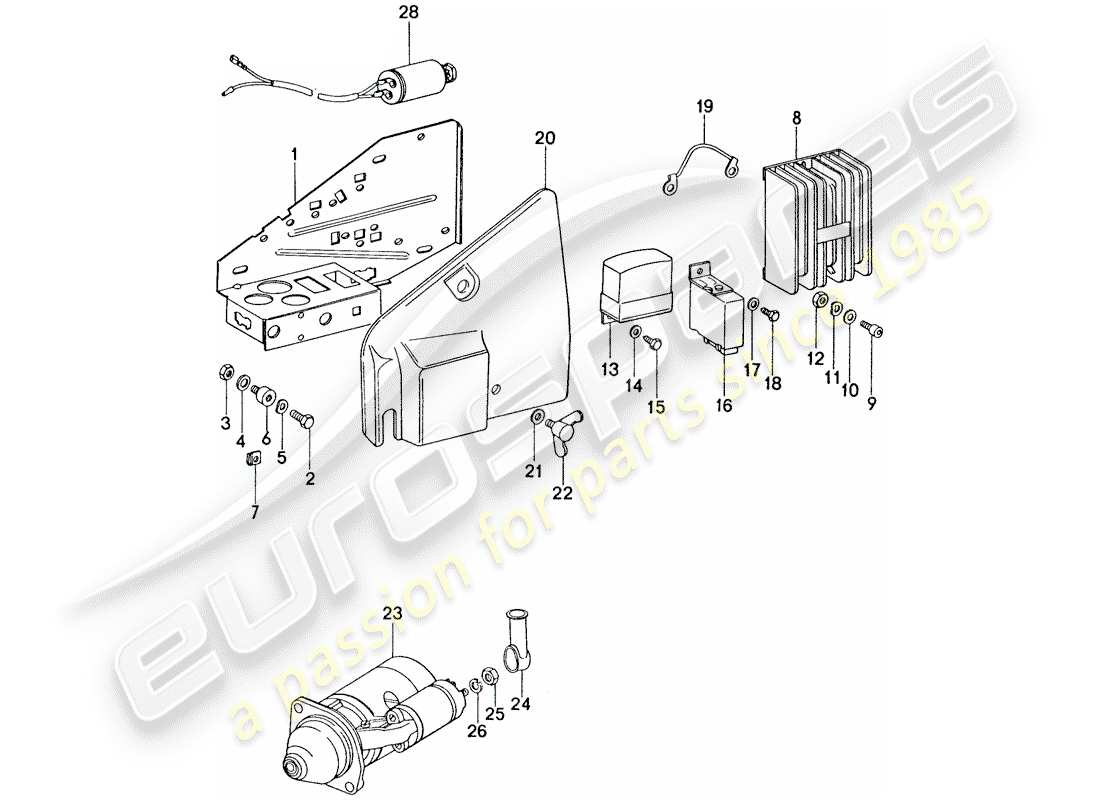 porsche 1977 (911) piastra - avviamento - interruttore diagramma delle parti