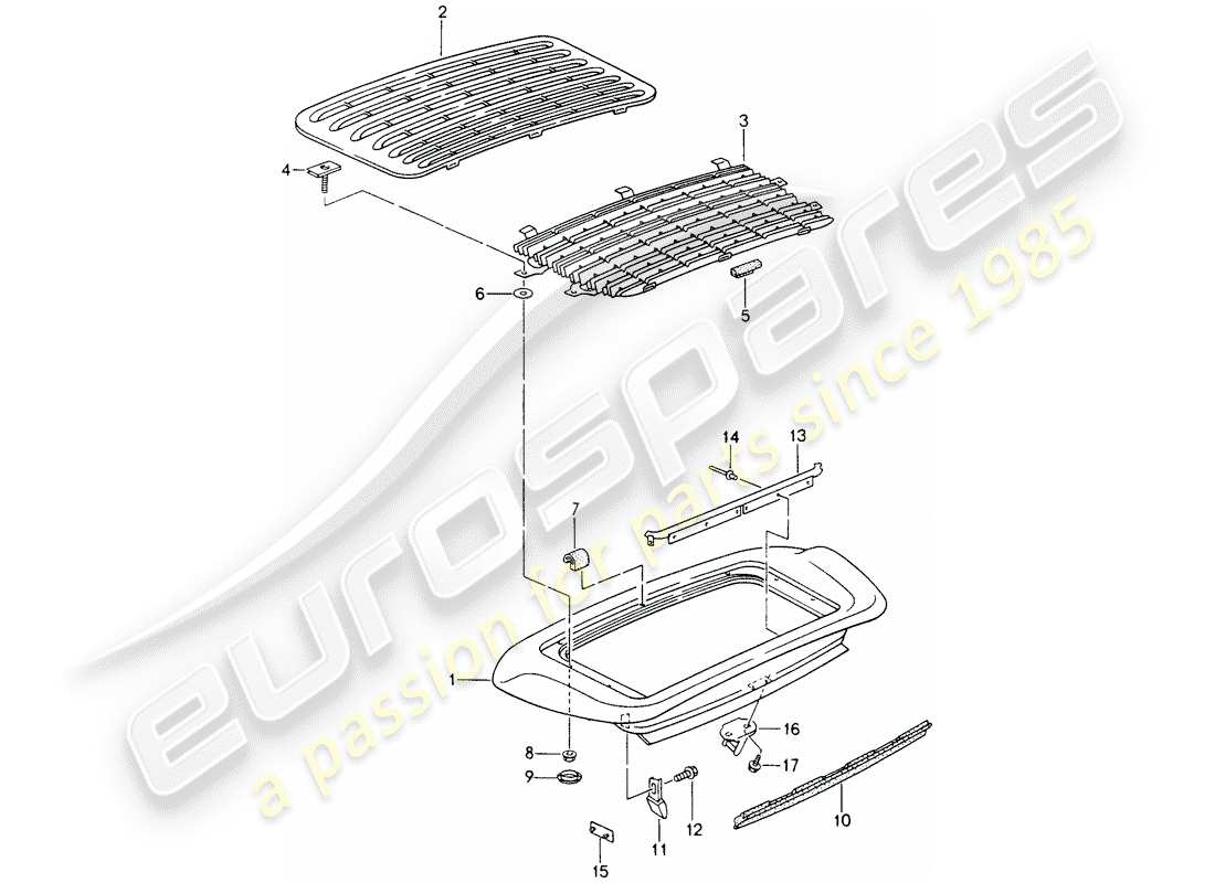 porsche 1994 (993) spoiler posteriore diagramma delle parti