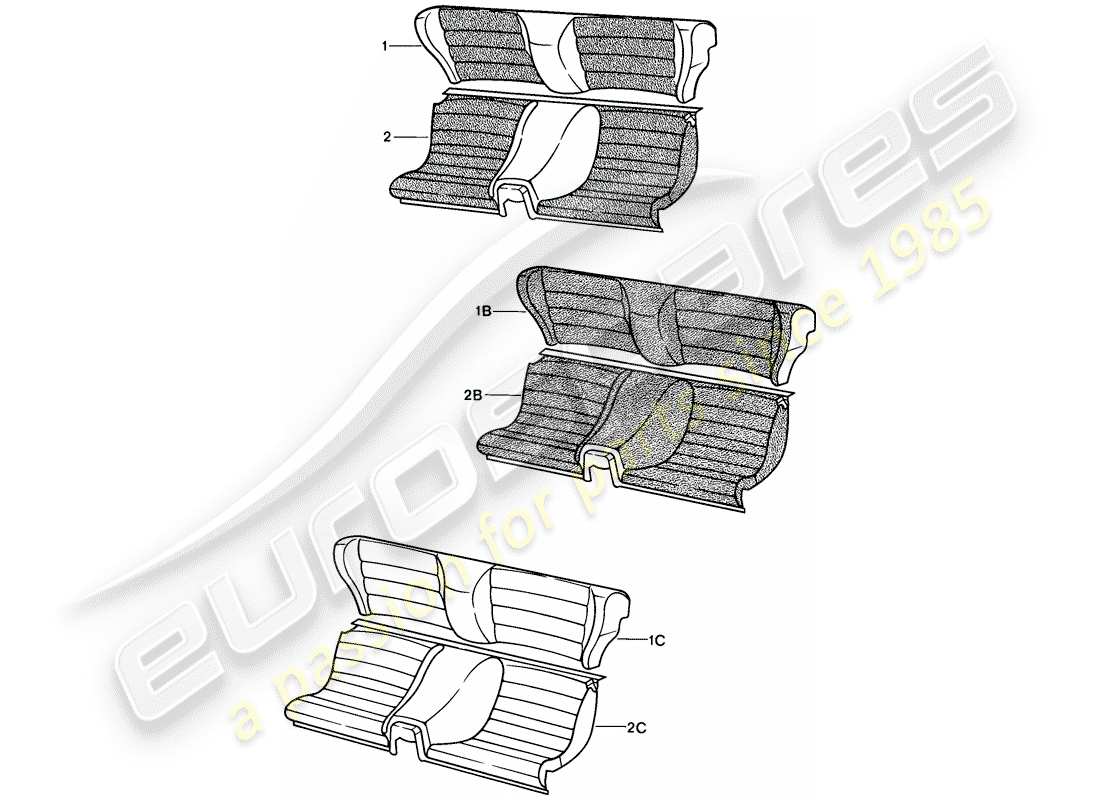 porsche 1987 (924s) sedile di emergenza - completo diagramma delle parti