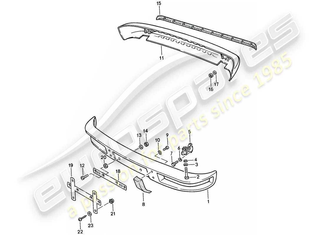 porsche 1987 (924s) paraurti - senza: - paraurti schema delle parti
