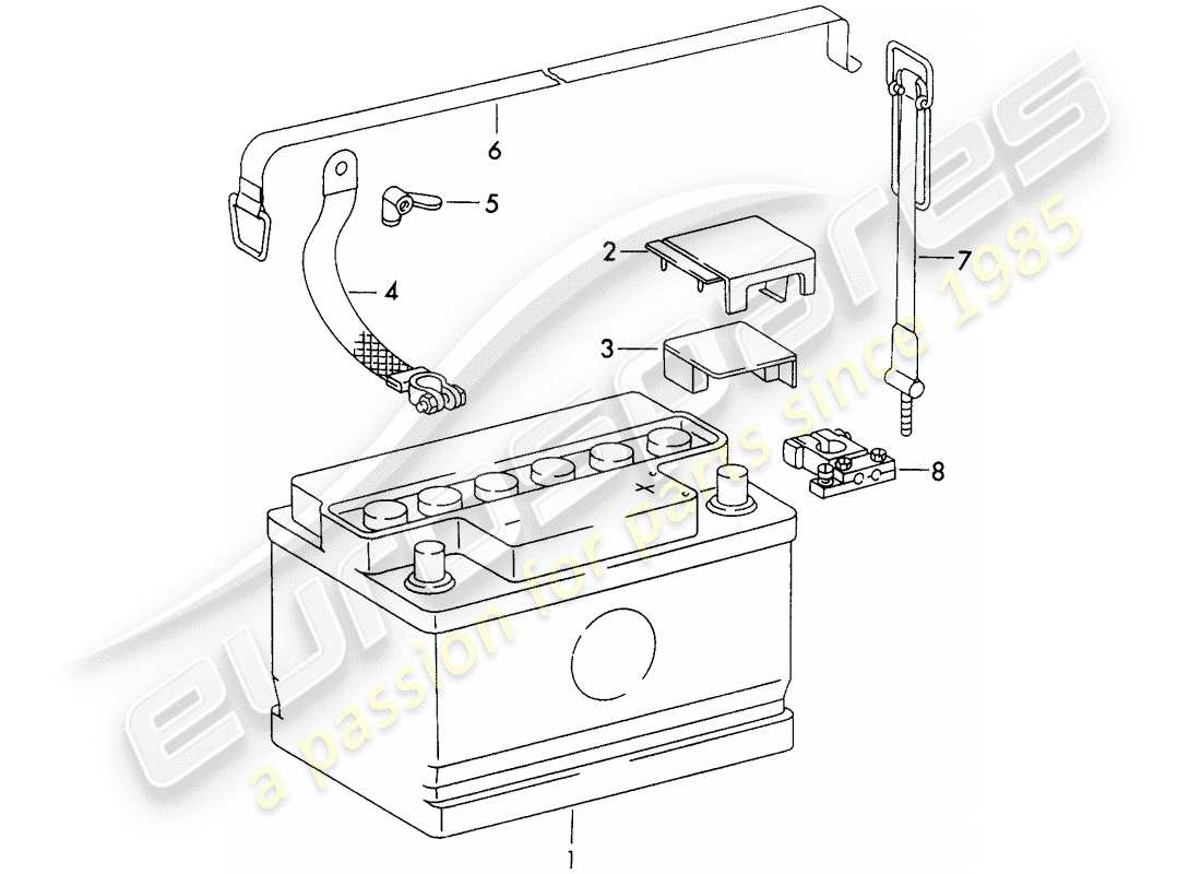 porsche 1972 (911) batteria diagramma delle parti