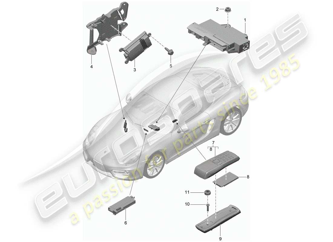 porsche 2014 (981 cayman) amplificatore diagramma delle parti