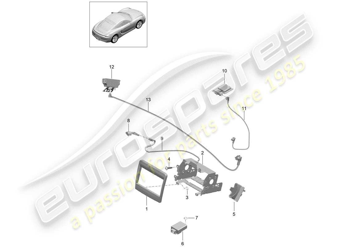 porsche 2014 (981 cayman) preparazione diagramma delle parti