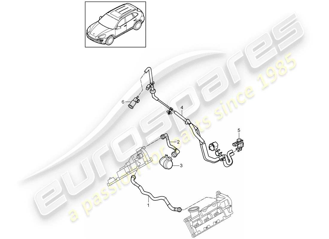 porsche 2012 (cayenne e2 92a) sfiato del carter diagramma delle parti