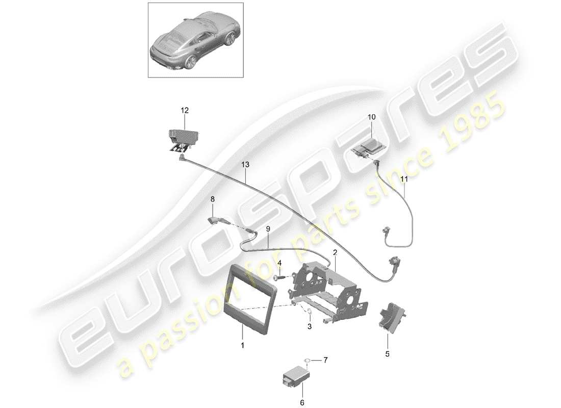 porsche 2019 (991-2 turbo) parti elettriche per diagramma delle parti