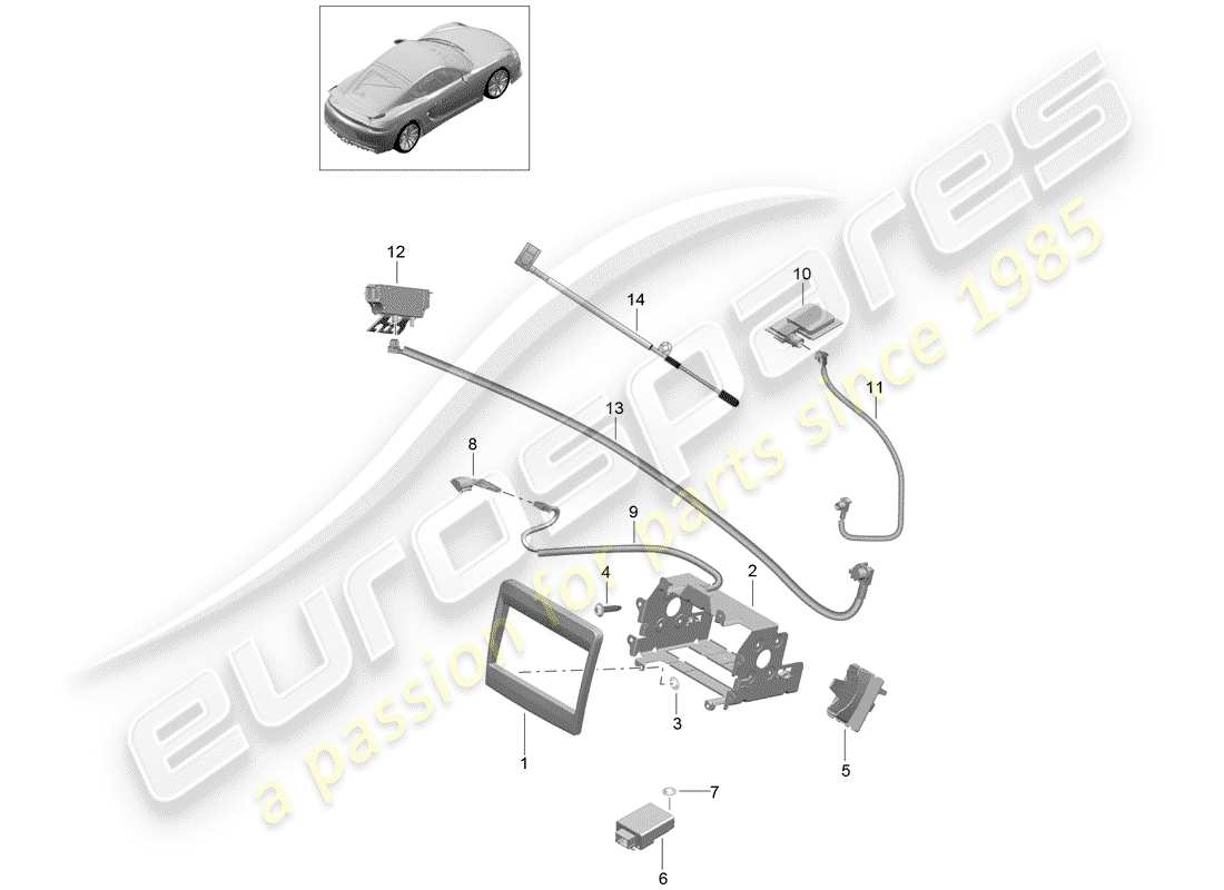 porsche 2016 (981 cayman gt4) preparazione schema delle parti