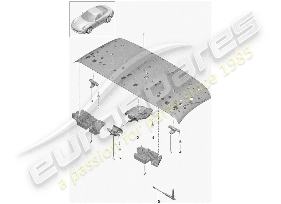 porsche 2017 (991-2) diagramma delle parti del telaio superiore