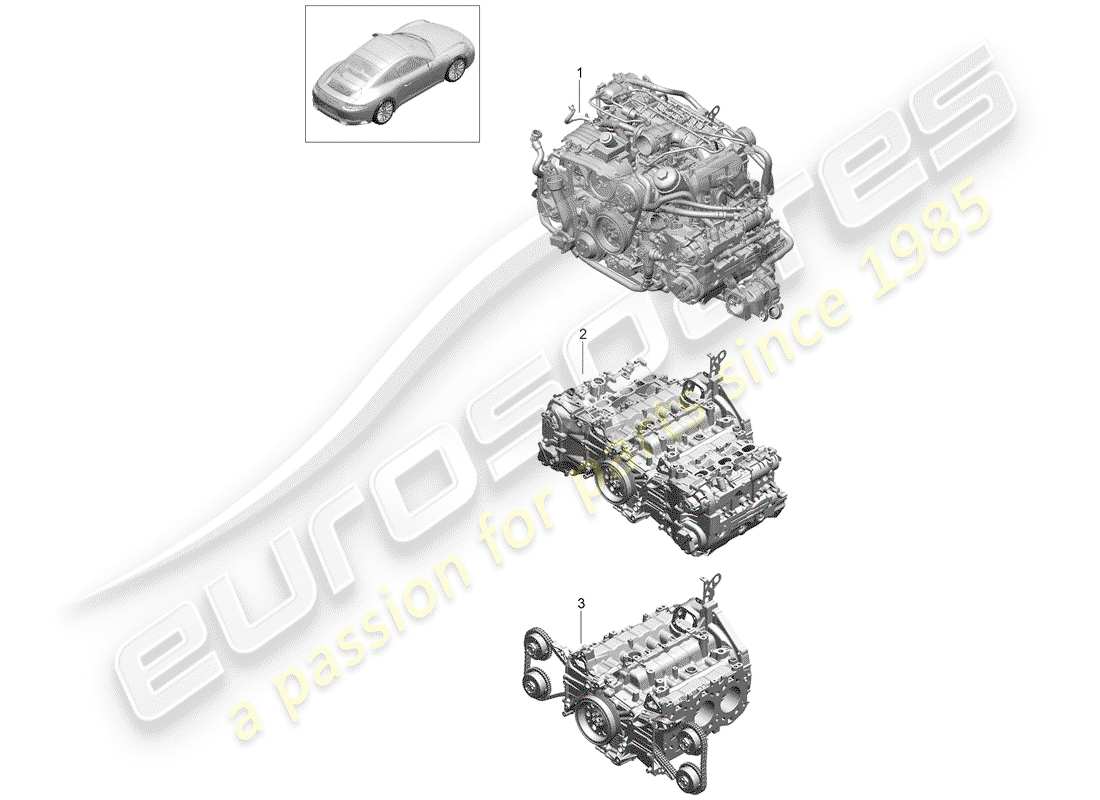 porsche 2017 (991-2) motore di sostituzione schema delle parti