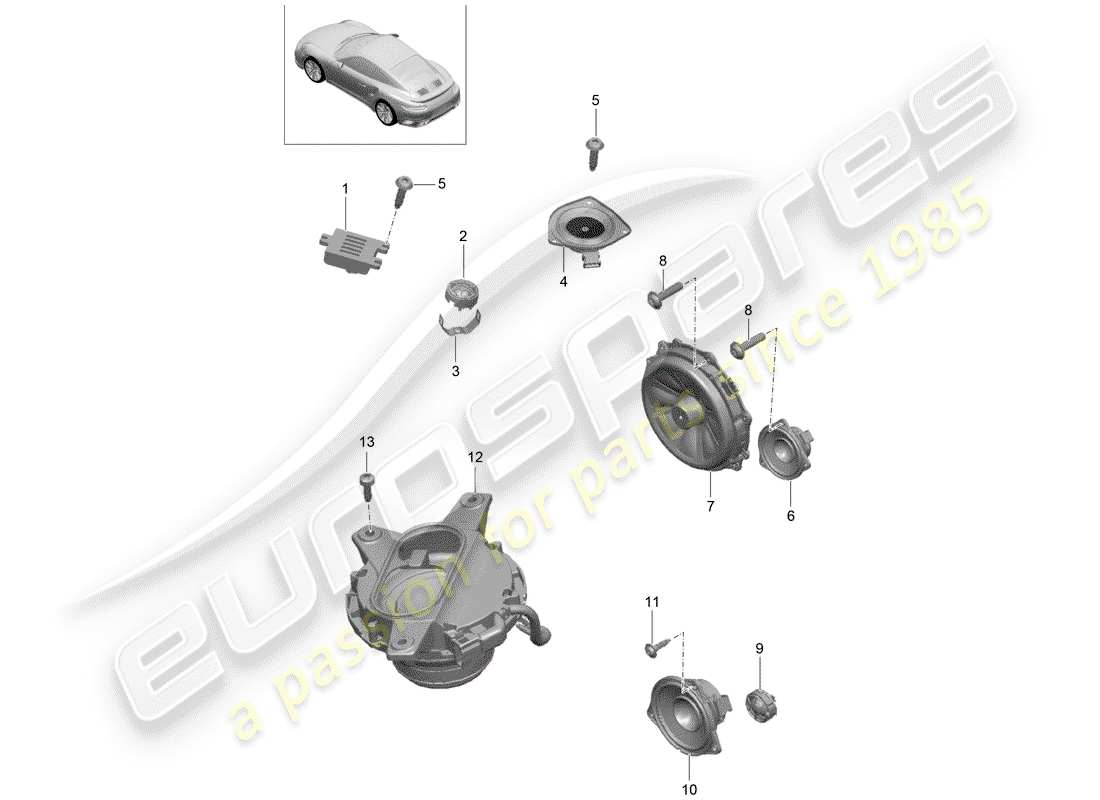 porsche 2016 (991-1 turbo) altoparlante diagramma delle parti