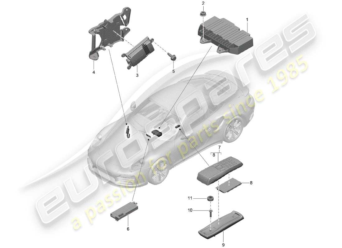 porsche 2016 (991-1 turbo) diagramma delle parti dell'amplificatore