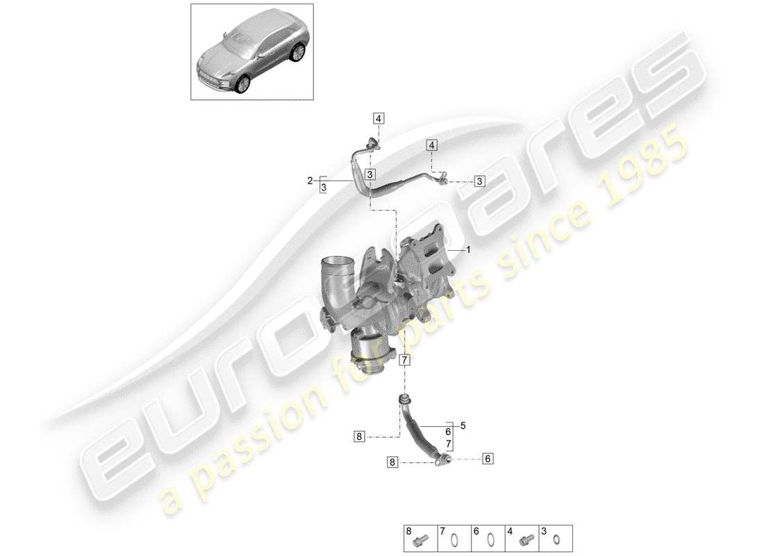 porsche 2019 (macan) linea di pressione dell'olio diagramma delle parti